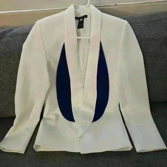 PEGGY HARTANTO WHITE AND ROYAL BLUE WOMEN'SBLAZER SIZE XS #175 - Picture 4 of 9